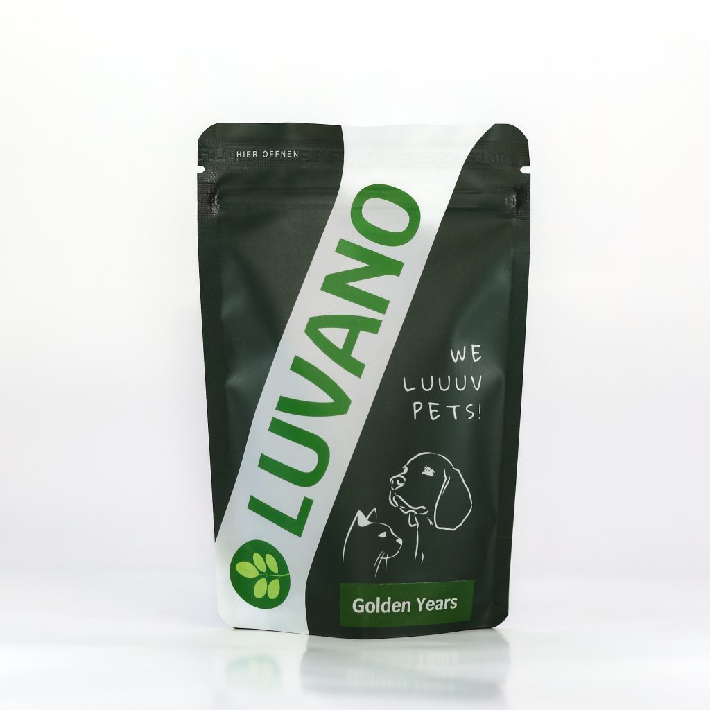 Luvano Golden Years Tabletten für ältere Hunde in wiederverschließbarer Standbeutel-Verpackung