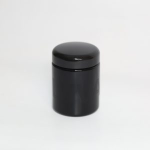 Schwarzer Luvano Violettglasbeh&auml;lter zur lichtgesch&uuml;tzten Aufbewahrung von Erg&auml;nzungsfuttermitteln f&uuml;r Hunde