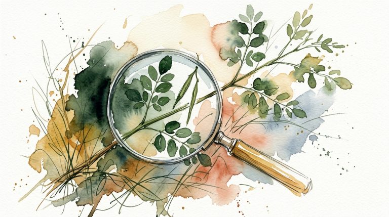 Botanische Aquarellillustration auf cremefarbenem Papier